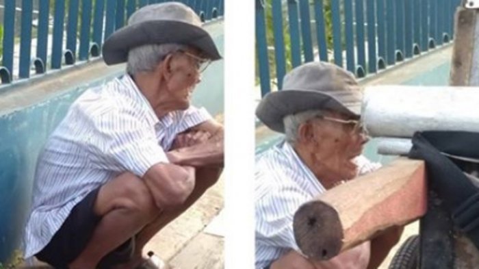 Kakek penjual abu gosok, sahur dan berbuka puasa dengan air putih. | Facebook.com