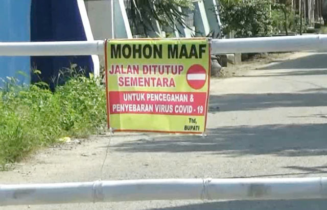 portal jalan, antisipasi virus corona, antisipasi tindak kriminalitas, rumah isolasi mandiri, Bupati Lampung Tengah Loekman Djoyosoemarto
